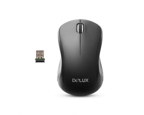 Мышь Delux DLM-391OGB, 3D, Оптическая, 1000dpi, Беспроводная 2.4ГГц, Нано-ресивер, Эффективная диста