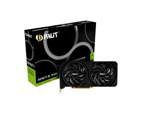 Видео карта PALIT, Nvidia GeForce RTX4060, INFINITY 2, 8Gb, 128bit, GDDR6, 3-DP, HDMI