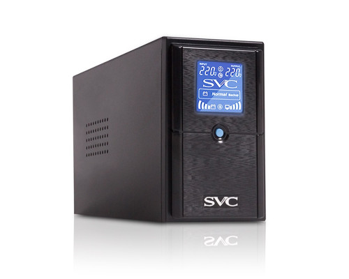 ИБП SVC V-800-L-LCD,  Мощность 800ВА, 480Вт,  Диапазон работы AVR: 165-275В,  AVR в режиме Booster: 138-