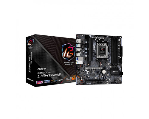 Мат. плата ASRock B650M PG LIGHTNINGI Socket AM5 B650, 4xDDR5, 4xSATA3, 3xM.2, 1*PCIe, Raid, 1xHDMI,