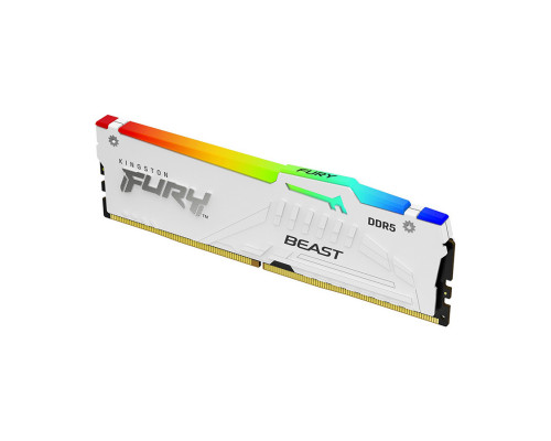 Оперативная память Kingston 16 Gb, DDR5, HyperX Fury Beast White RGB XMP, KF552C40BWA-16, PC5-41600/