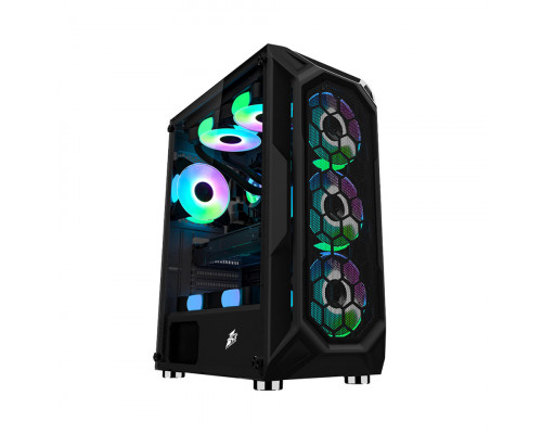 Корпус 1STPLAYER, FIREBASE X6-BK-4F2C3, Midi-Tower, ATX, mATX, 2x USB 2.0, 1x USB 3.0, HD audio/mic,