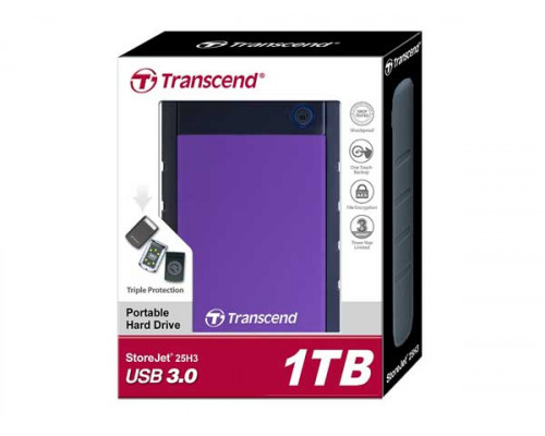 Внешний жесткий диск Transcend,  StoreJet TS1TSJ25H3P,  1 Tb,  USB 3.0,  Фиолетовый
