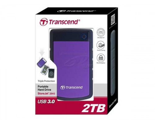 Внешний жесткий диск Transcend, StoreJet TS2TSJ25H3P, 2 Tb, USB 3.0, Фиолетовый