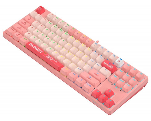Клавиатура Bloody S87 Energy Pink, USB, механическая, Анг/Рус, RGB подсветка, розовый