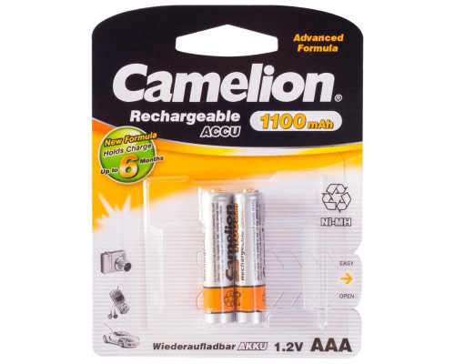 Аккумулятор CAMELION NH-AAА1100BP2, Rechargeable, AAA, 1.2V, 1100 mAh, 2 шт., Блистер