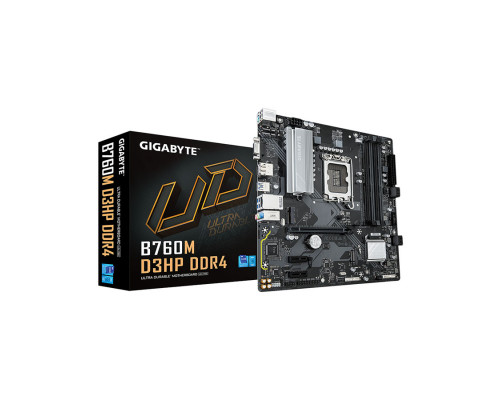 Мат. плата Gigabyte B760M D3HP DDR4, LGA1700, iB760, 4xDDR4 2666/2933/3000/3200/5333(OC), 4xSATA3, 2