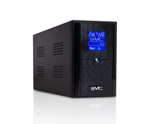 ИБП SVC V-1500-L-LCD, Мощность: 1500ВА/900Вт, Диапазон работы AVR: 165-275В, Бат.: 12В/9 Ач*2шт., 3