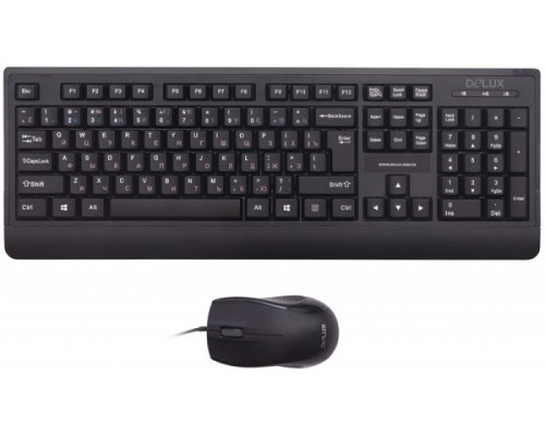 Клавиатура + Мышь Delux DLD-6075OUB, USB, кол-во стандартных клавиш 104, Анг/Рус/Каз, оптическая мыш