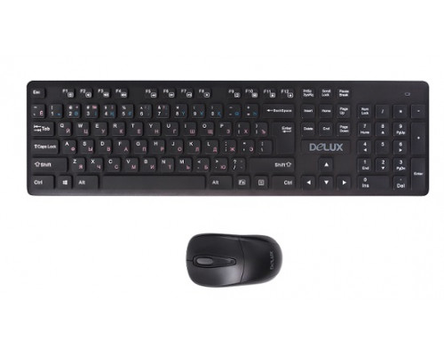 Клавиатура + Мышь Delux, DLD-1505OGB, USB, Беспроводная 2.4G, Мультимедийная, Анг, Рус, Каз, Оптическа
