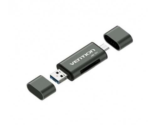 Картридер Vention CCHH0,  USB 3.0,  Многофункциональный картридер,  Серый,  Металлический