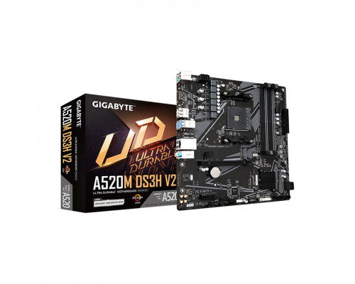 Мат. плата Gigabyte A520M DS3H V2,  S-AM4,  А520,  4xDDR4,  4xSATA3,  1xM.2,  1xHDMI,  1xDP,  1xPCI-Ex16,  1x