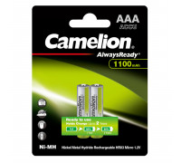 Аккумулятор CAMELION NH-AAA1100ARBP2,  AlwaysReady Ni-MH Rechargeable,  AAA,  1.2V,  1100 mAh,  2 шт.,  Бл