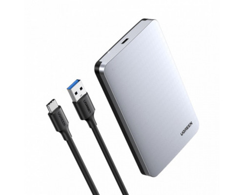 Внешний корпус Ugreen CM300 (70498), USB Type-C/USB 3.0, Подключение через Sata, HDD 2,5'', серебрис