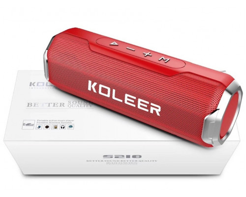 Колонка портативная Koleer S218 Red, 5Вт (2,5Вт*2), Аккумулятор (1200мАч), диапазон частот 70-18000