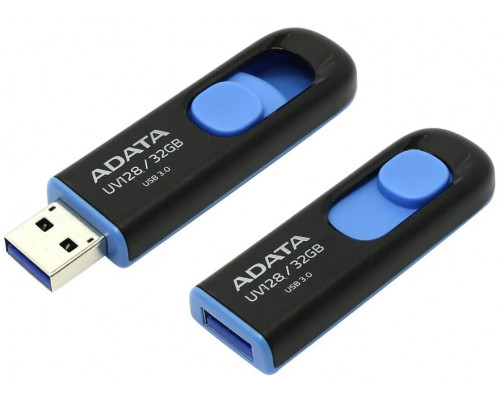 Уст-во хранения данных ADATA UV128,  32GB,  100 MB, s,  USB 3.2,  AUV128-32G-RBE,  чёрный-синий
