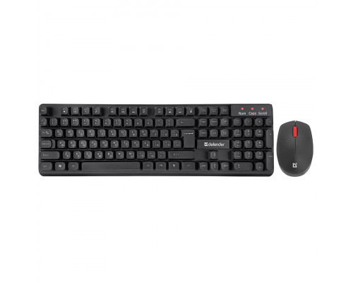 Клавиатура + Мышь Defender, Milan C-992 Black, USB, Беспроводная 2.4G, Анг/Рус/Каз, Оптическая Мышь,