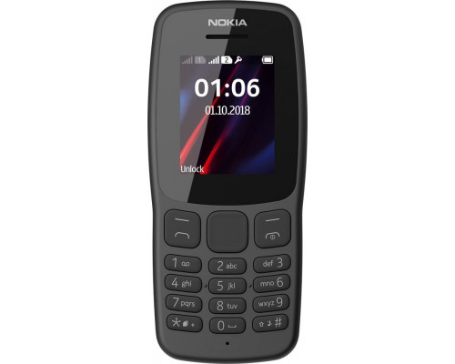 Сотовый телефон Nokia 106  1.8 TFT,  TA-1114 GREY,  2 SIM,  память 4 Мб,  без слота для карт