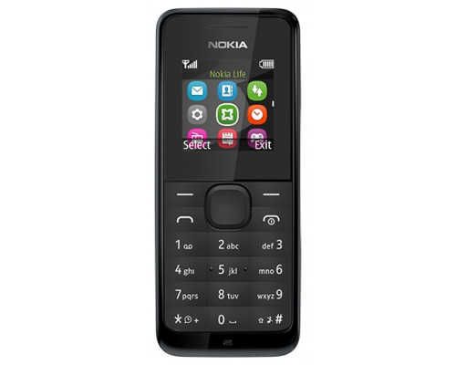 Сотовый телефон Nokia 105 1.4 TFT,   1 SIM,  8Mb пямять,  FM-радио,  800 мАч Black
