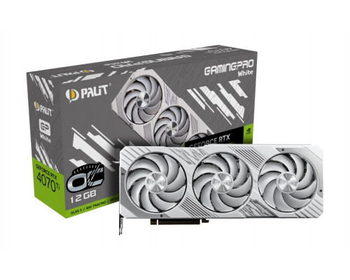 Видео карта PALIT, Nvidia GeForce RTX4070Ti, GAMINGPRO WHITE OC, 12Gb, 192bit, GDDR6X, 3-DP, HDMI