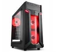 Корпус Sharkoon VG6-W Red,  ATX, Micro ATX,  USB3.0x2,  USB2.0x2,  3, 5"x3,  2, 5"x4,  3x120мм,  Red LED,  Blac