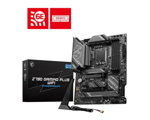 Мат. плата MSI Z790 GAMING PLUS WIFI, S-1700, Intel Z790, 4xDDR5/6xSATA3/4xM.2/HDMI/DP/3xPCI-EX16/PC