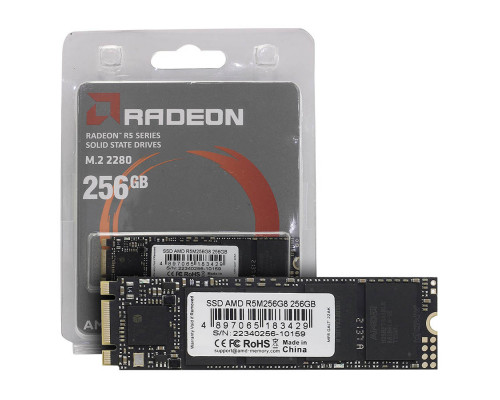 Винчестер SSD AMD Radeon, 256 Gb, R5M256G8, M.2 2280 SATA3, R550Mb/s, W469MB/s