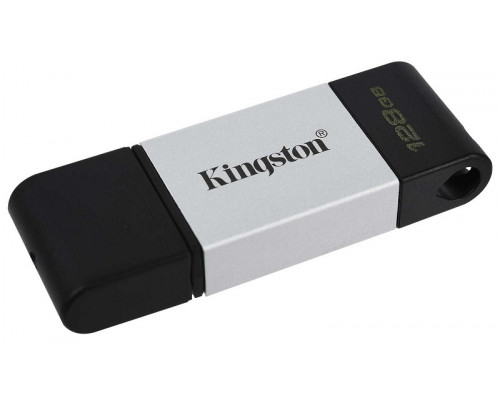 Уст-во хранения данных Kingston DataTraveler 80,  128 Gb,  200 MB, s,  TYPE-C,  DT80, 128GB,  серебристый