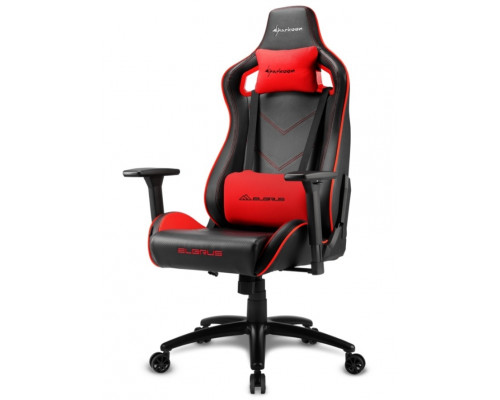 Игровое компьютерное кресло Sharkoon Elbrus 2 Black, Red, Синтетическая кожа, Регулируемый подлокотни