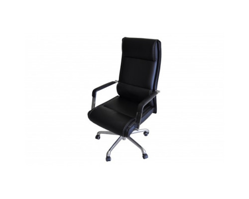 Компьютерное кресло - Net 9322-1 Lux кожа, ножки никель, черный с серыми вставками