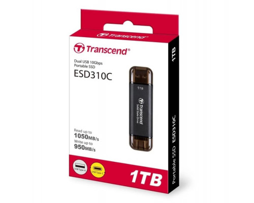Внешний жесткий диск SSD Transcend TS1TESD310C, 1TB, R1050MB/s W950MB/s USB 3.1 Gen 1 Type А, Черный