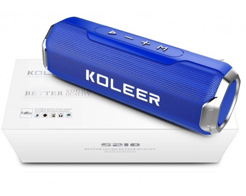 Колонка портативная Koleer S218 Blue, 5Вт (2,5Вт*2), Аккумулятор (1200мАч), диапазон частот 70-18000