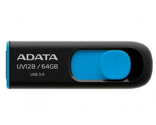Уст-во хранения данных ADATA UV128,  64GB,  100 MB, s,  USB 3.2,  AUV128-64G-RBE,  чёрный-синий