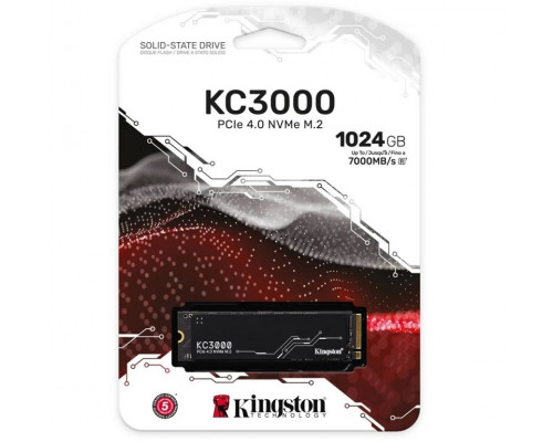 Винчестер SSD Kingston 1024Gb,  KC3000,  NVMe M2 PCIe 4.0,  R7000 Mb, s,  W6000 Mb, s,  SKC3000S, 1024G