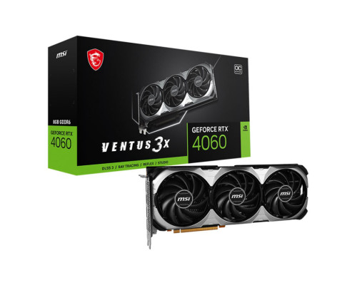 Видео карта MSI, Nvidia GeForce RTX 4060 VENTUS 3X 8G OC, 8GB,GDDR6, 128 bit, RTX-4060-VENTUS-3X-8G-