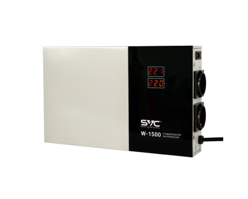 Стабилизатор SVC,  W-1500, 1500Вт,  LED- дисплей,  50Гц,  Индикация режимов работы,  Диапазон:140-260В,  Че