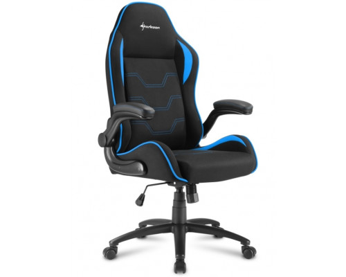 Игровое компьютерное кресло Sharkoon Elbrus 1 Black/Blue, Дышащая тканевая поверхность, Откидной под