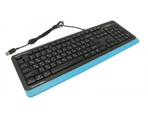 Клавиатура A4 Tech,  FK-10-BLUE Fstyler,  USB,  Анг, Рус, Каз,  Чёрно-синяя