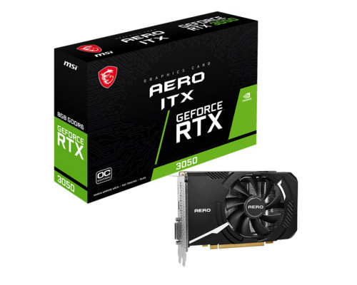 Видео карта MSI, Nvidia GeForce RTX 3050 AERO ITX, 8GB,GDDR6, 128 bit, RTX-3050-AERO ITX-8G-OCV1, HD