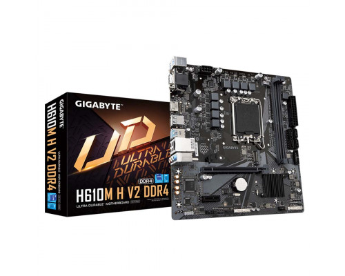 Мат. плата Gigabyte H610M-H V2, S-1700, Intel H610, 2 DDR4/4 SATA3/M.2/2 USB 3.1/4 USB 2.0/D-Sub/HDM