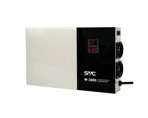 Стабилизатор SVC,  W-2000, 2000Вт,  LED- дисплей,  50Гц,  Индикация режимов работы,  Диапазон:140-260В,  Че