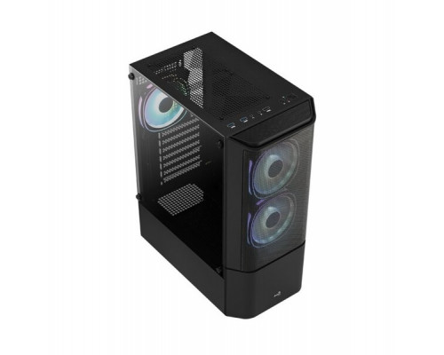 Корпус AeroCool Quantum Mesh-G-BK-v3, Panel/USB 1*3.0/2*2.0, HD-Audio+Mic, Кулер 3*12см RGB, 158 мм,